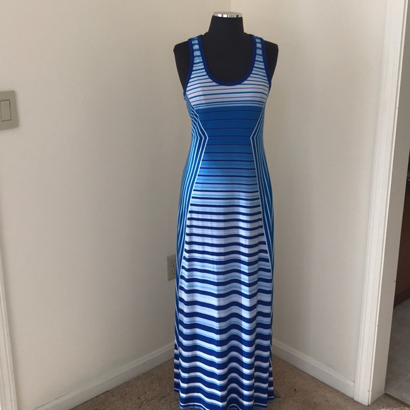 calvin klein blue white striped dress